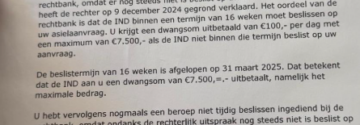 Deze IND-brief zorgt voor verbazing: asielzoeker krijgt jaarsalaris aan dwangsommen